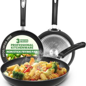 Utopia Kitchen Nonstick Frying Pan Set 3 Piece 8 9.5 11 Inch PFOA Free Grey