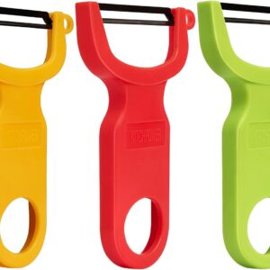 Original Vegetable Fruit Peeler Carbon Steel Blade 3 Pack Red/Green/Yellow…