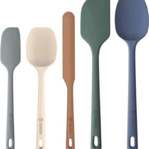 ChefAide 5 Pieces Silicone Spatulas Set, Heat Resistant Rubber Spatula